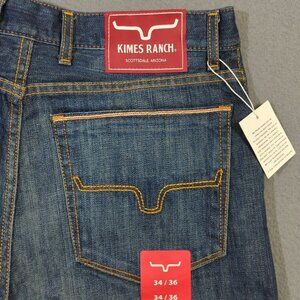 Kimes Ranch Jeans Men's 34x36 Blue Roger Slim Fit Boot Cut Western Denim NWT